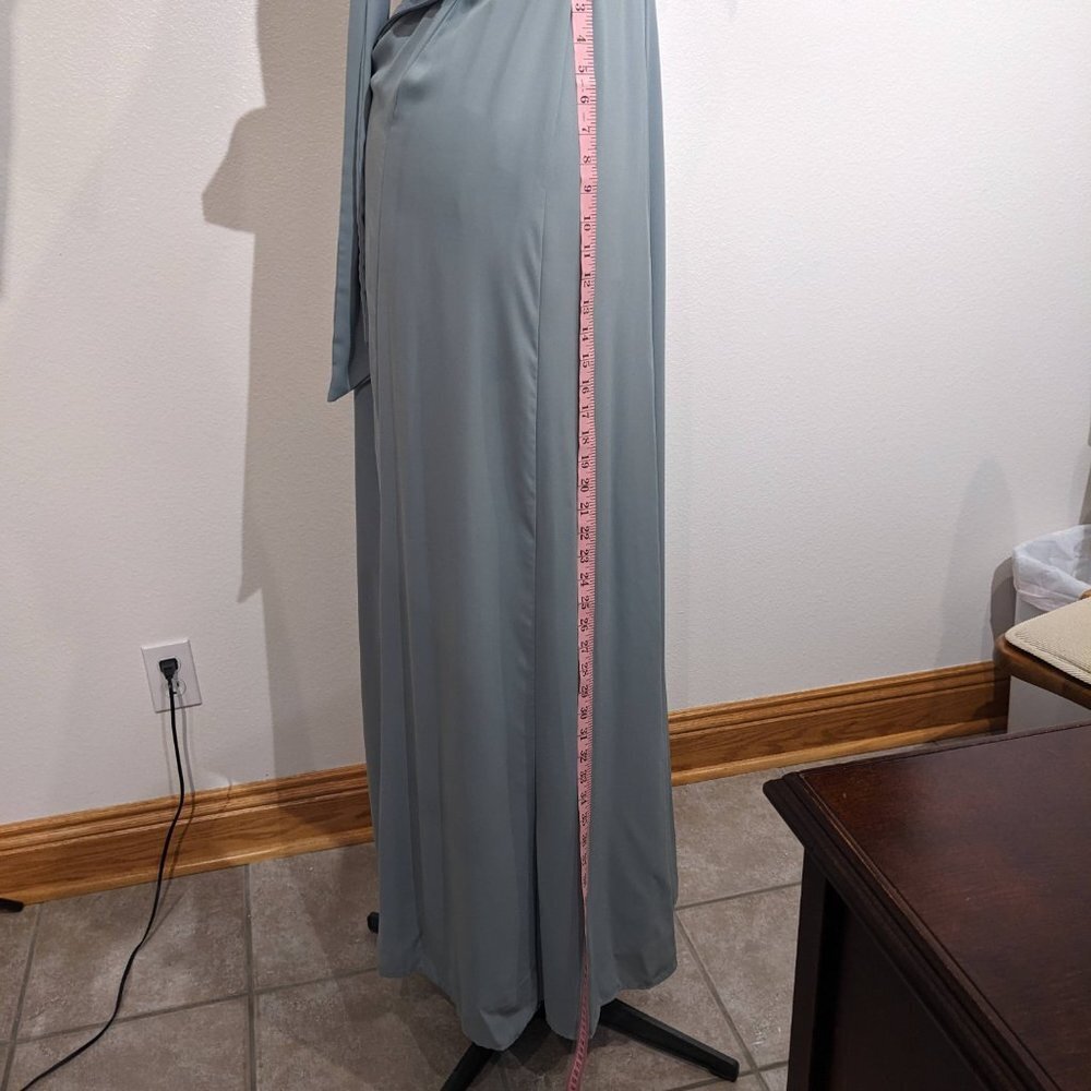 Show Me Your Mumu Lauren Tie maxi dress in silver sage crisp. Size S - Picture 2 of 8